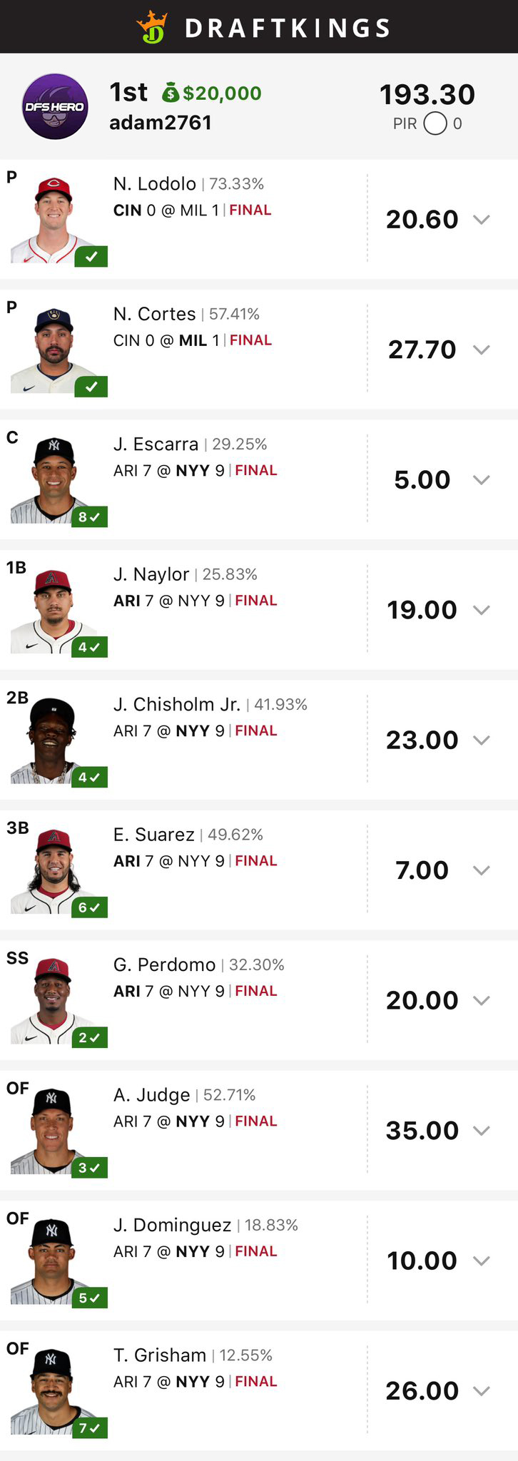 DFS Hero Victory #18